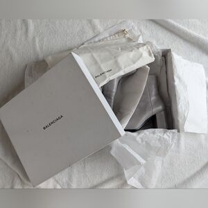 Balenciaga Grey Lambskin Leather Ankle Boots